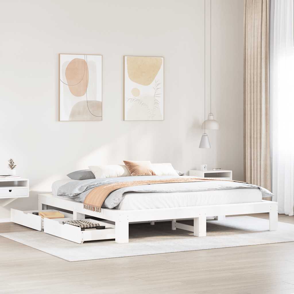 vidaXL Bed Frame without Mattress White 180x200 cm Solid Wood Pine 1