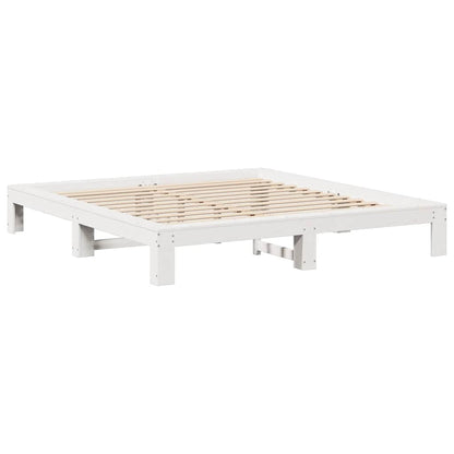 vidaXL Bed Frame without Mattress White 150x200 cm King Size Solid Wood Pine 5