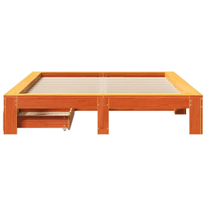 vidaXL Bed Frame without Mattress Wax Brown 140x200 cm Solid Wood Pine 4