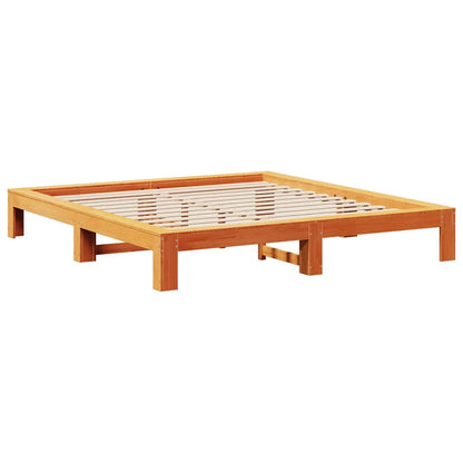 vidaXL Bed Frame without Mattress Wax Brown 140x200 cm Solid Wood Pine 5