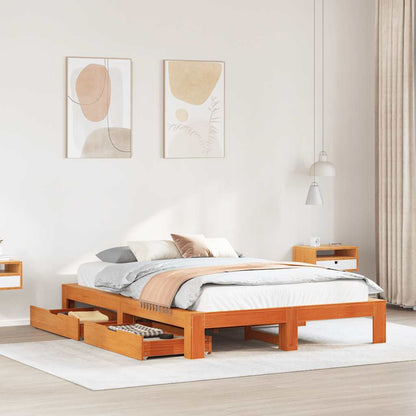 vidaXL Bed Frame without Mattress Wax Brown 140x200 cm Solid Wood Pine 1