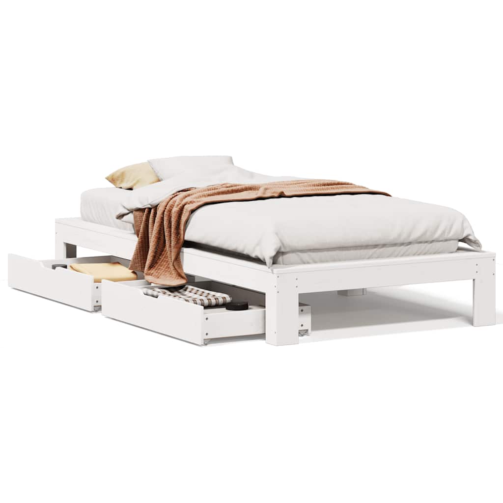 vidaXL Bed Frame without Mattress White 100x200 cm Solid Wood Pine 2