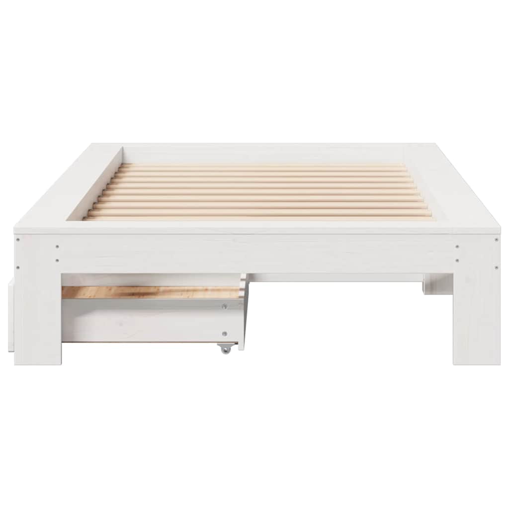 vidaXL Bed Frame without Mattress White 100x200 cm Solid Wood Pine 4