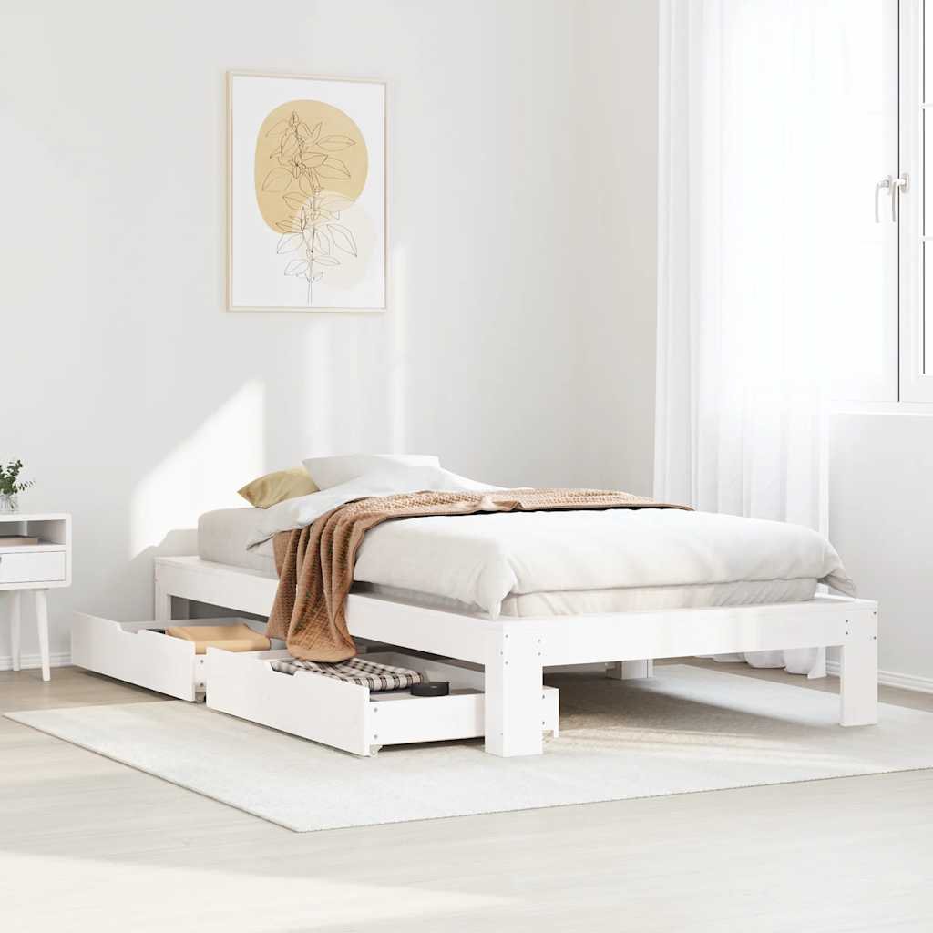 vidaXL Bed Frame without Mattress White 100x200 cm Solid Wood Pine 1