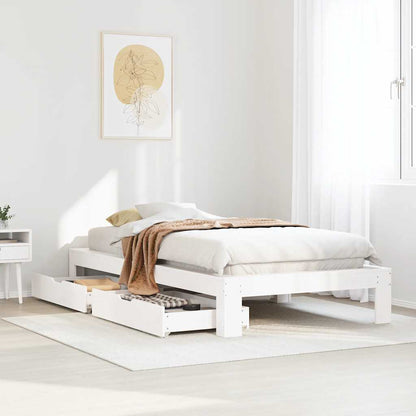 vidaXL Bed Frame without Mattress White 100x200 cm Solid Wood Pine 1