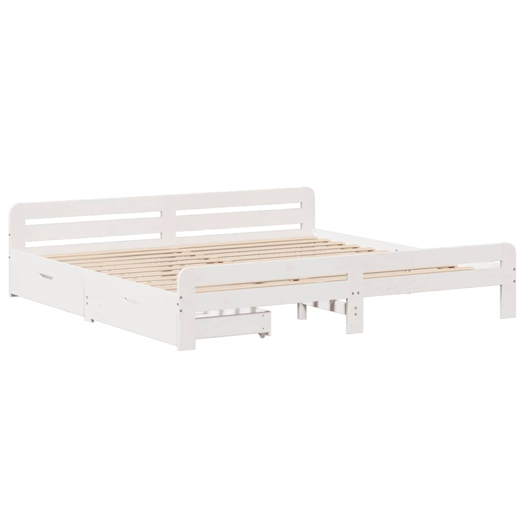 vidaXL Bed frame without Mattress White 200x200 cm Solid Wood Pine 3