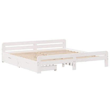 vidaXL Bed frame without Mattress White 200x200 cm Solid Wood Pine 3