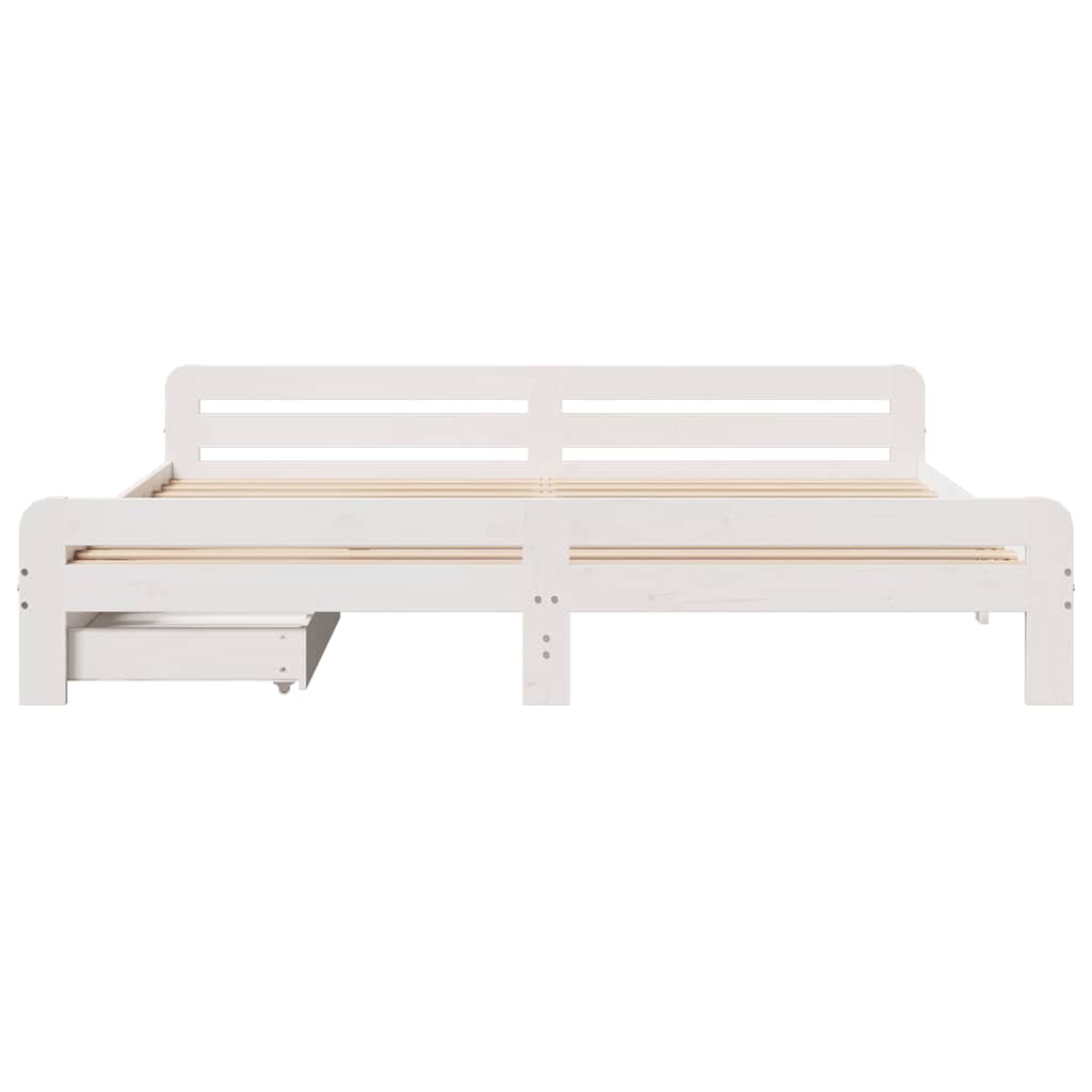 vidaXL Bed frame without Mattress White 200x200 cm Solid Wood Pine 4