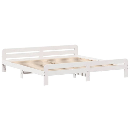 vidaXL Bed frame without Mattress White 200x200 cm Solid Wood Pine 5