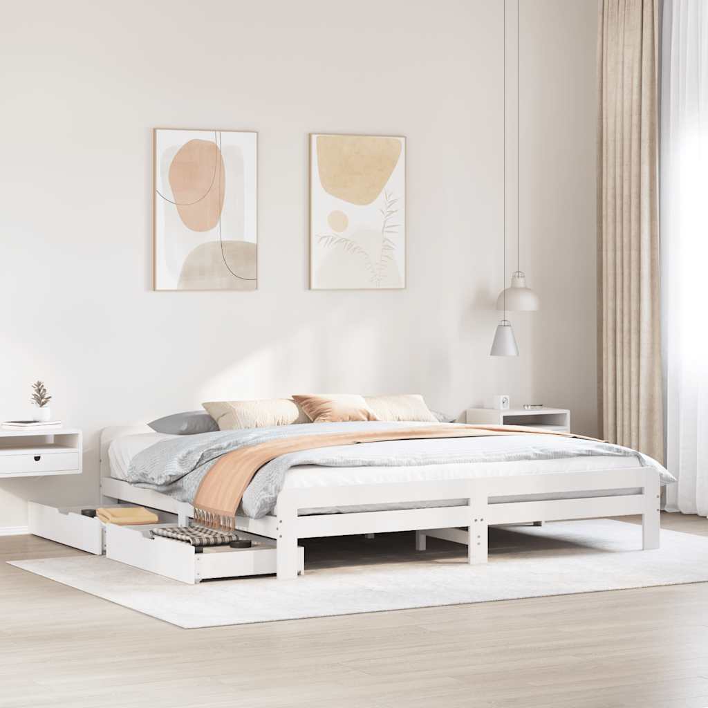 vidaXL Bed frame without Mattress White 200x200 cm Solid Wood Pine 1