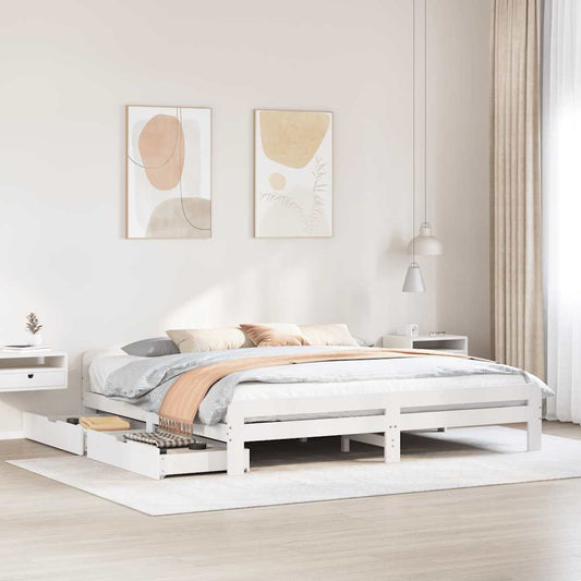 vidaXL Bed frame without Mattress White 200x200 cm Solid Wood Pine 1