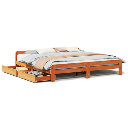 vidaXL Bed frame without Mattress Wax Brown 200x200 cm Solid Wood Pine 2
