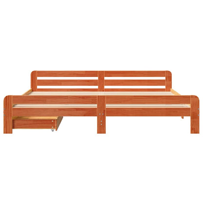vidaXL Bed frame without Mattress Wax Brown 200x200 cm Solid Wood Pine 4