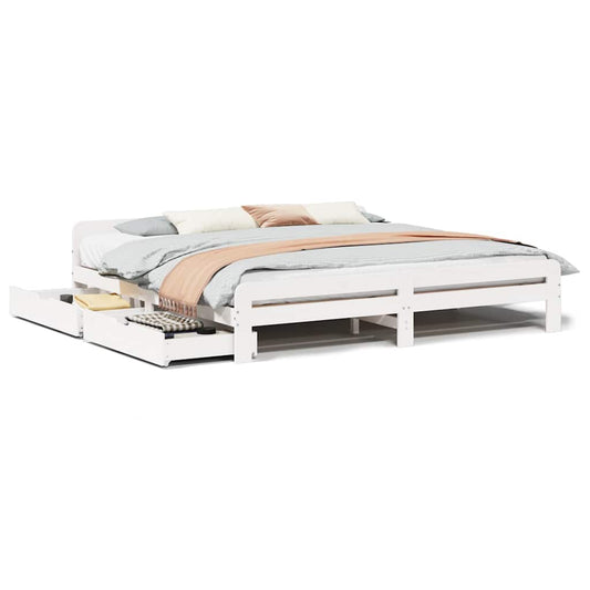vidaXL Bed frame without Mattress White 180x200 cm Super King Solid Wood Pine 2