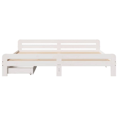 vidaXL Bed frame without Mattress White 180x200 cm Super King Solid Wood Pine 4