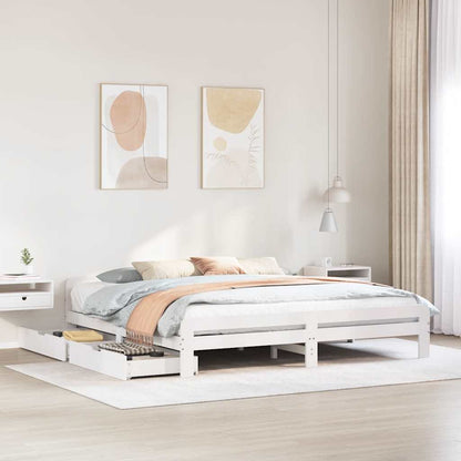 vidaXL Bed frame without Mattress White 180x200 cm Super King Solid Wood Pine 1