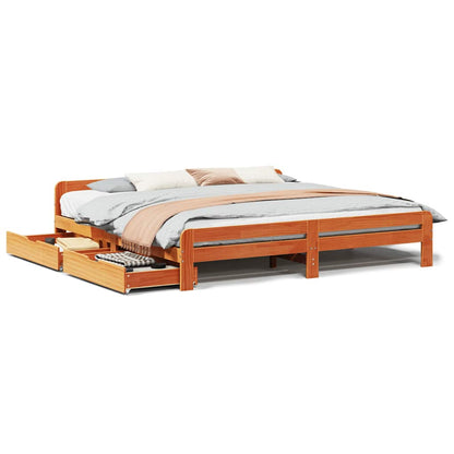 vidaXL Bed frame without Mattress Wax Brown 180x200 cm Super King Solid Wood Pine 2