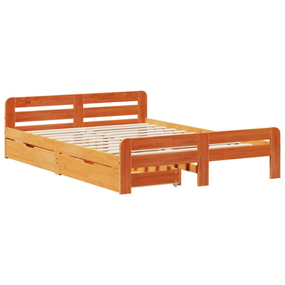 vidaXL Bed frame without Mattress Wax Brown 160x200 cm Solid Wood Pine 3
