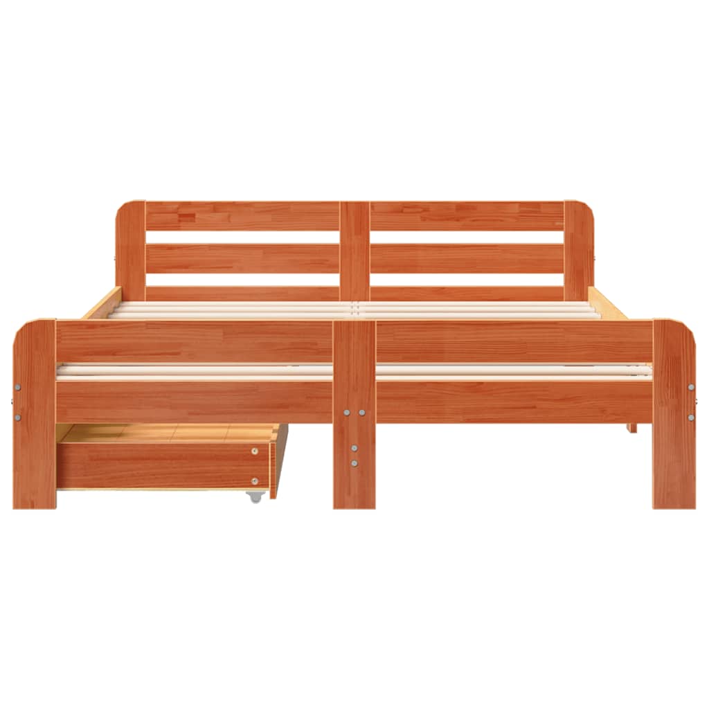 vidaXL Bed frame without Mattress Wax Brown 160x200 cm Solid Wood Pine 4