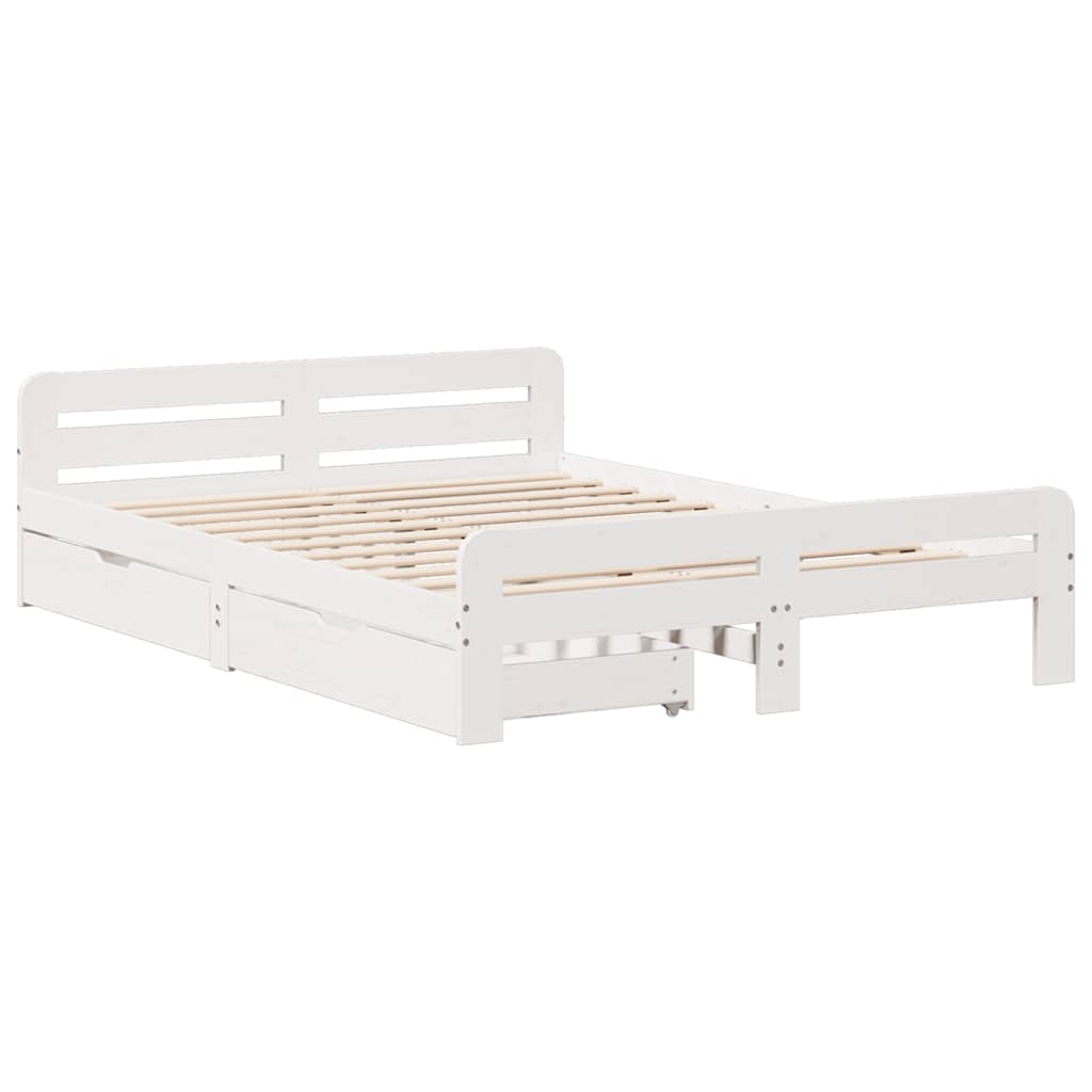 Bed frame without Mattress Solid Wood Pine White 140 cm 190 cm