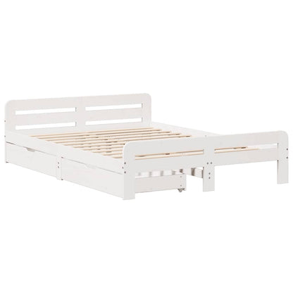 Bed frame without Mattress Solid Wood Pine White 140 cm 190 cm