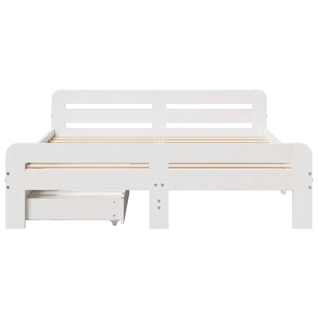 vidaXL Bed frame without Mattress White 140x190 cm Solid Wood Pine 4