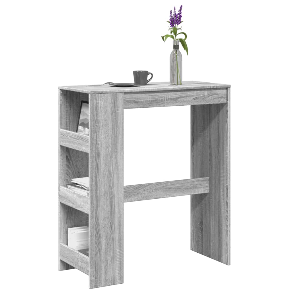 Bar Table with Racks 90x40x103,5 cm Engineered Wood Grey sonoma