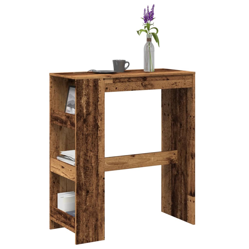 Bar Table with Racks 90x40x103,5 cm Engineered Wood Old wood