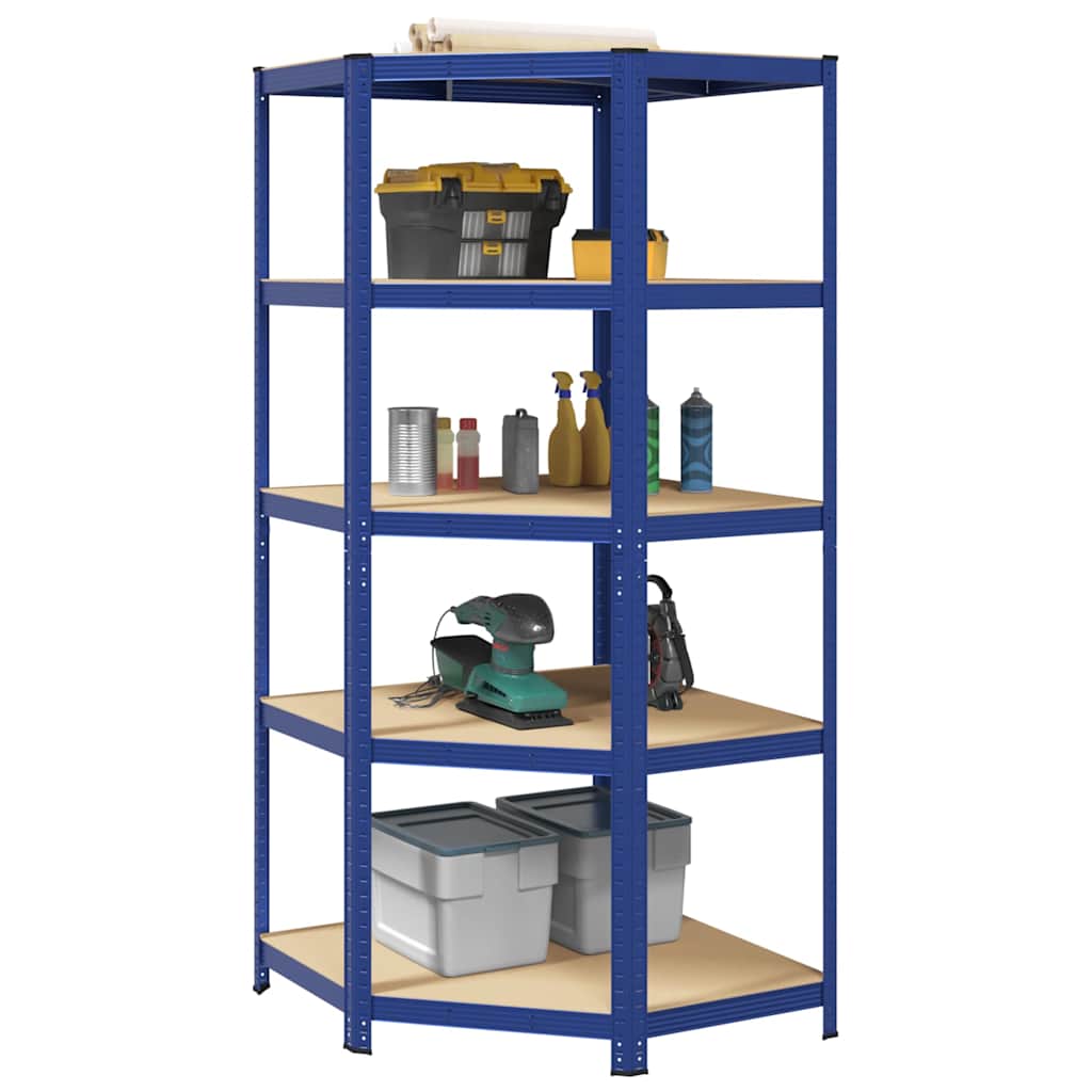 5-Layer Storage Shelf Steel&Engineered Wood Blue 90 x 90 x 198 cm