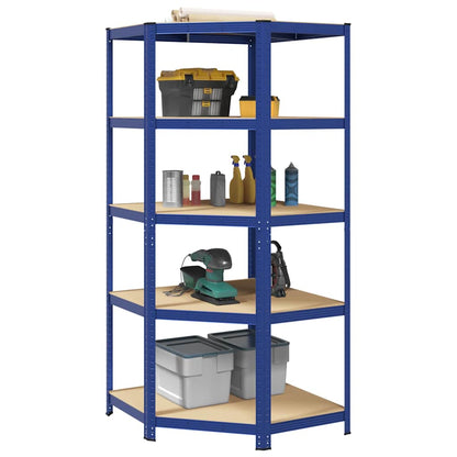 5-Layer Storage Shelf Steel&Engineered Wood Blue 90 x 90 x 198 cm