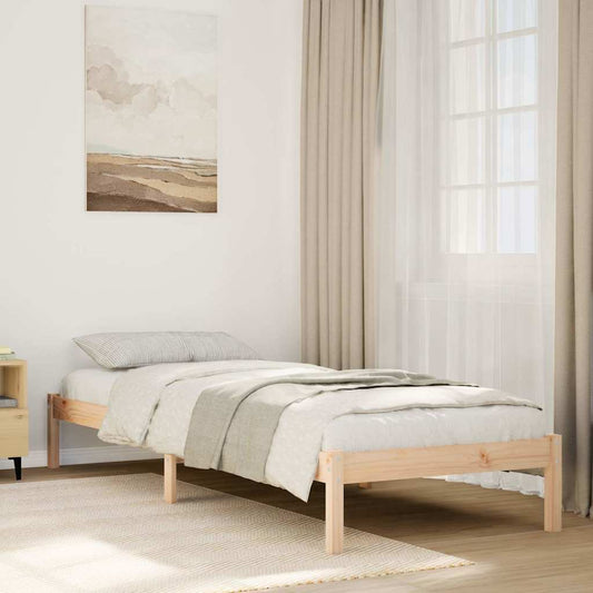 Extra Long Bed Frame without Mattress Length 210 cm Natural 80 cm