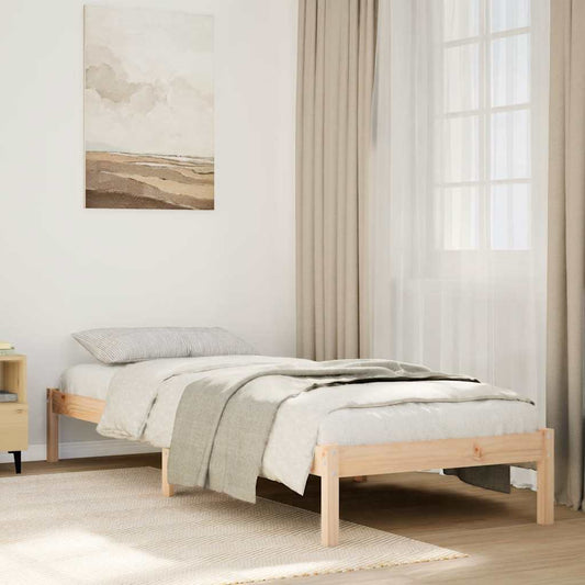 Extra Long Bed Frame without Mattress Length 210 cm Natural 90 cm