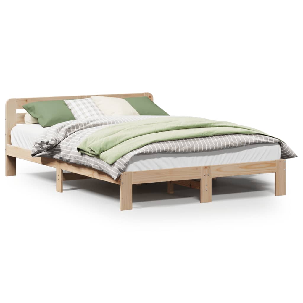 Bed Frame without Mattress Solid Wood Pine Length 200 cm Natural 120 cm