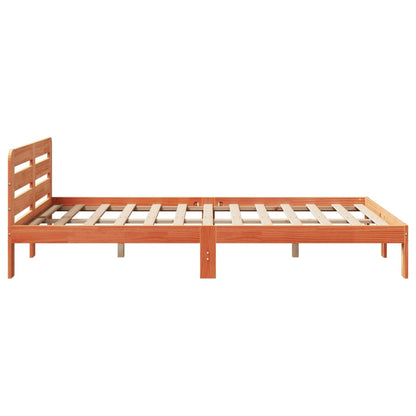 Bed Frame without Mattress Solid Wood Pine Length 200 cm Wax Brown 140 cm