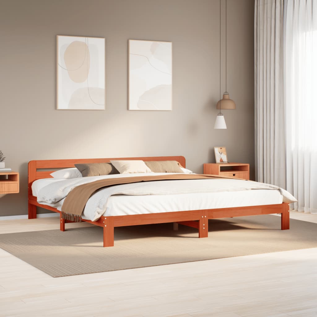 Bed Frame without Mattress Solid Wood Pine Length 200 cm Wax Brown 200 cm