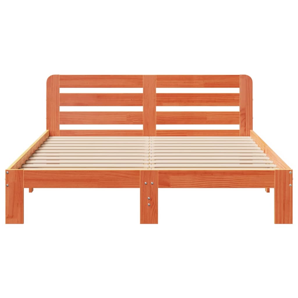 Bed Frame without Mattress Solid Wood Pine Length 190 cm Wax brown 135 cm