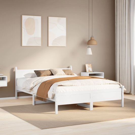 Bed Frame without Mattress Solid Wood Pine Length 200 cm White 150 cm