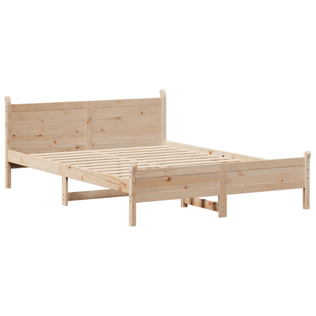 Bed Frame without Mattress Solid Wood Pine Length 200 cm Natural 120 cm