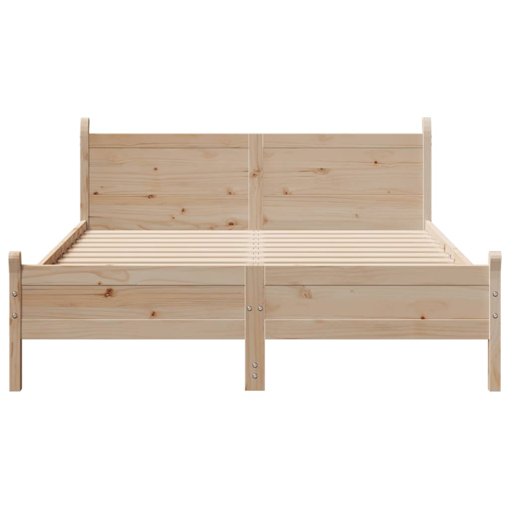 Bed Frame without Mattress Solid Wood Pine Length 200 cm Natural 120 cm