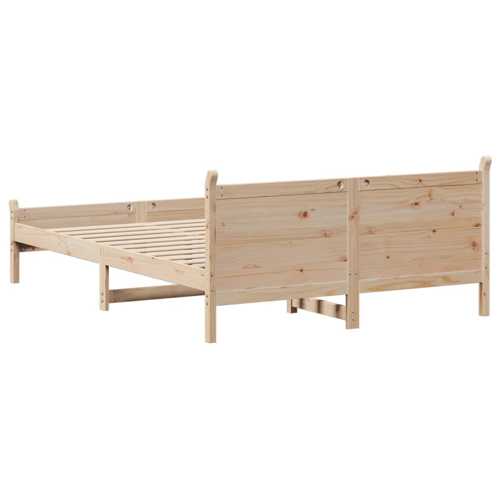Bed Frame without Mattress Solid Wood Pine Length 200 cm Natural 120 cm