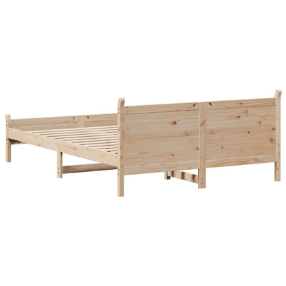 Bed Frame without Mattress Solid Wood Pine Length 200 cm Natural 120 cm