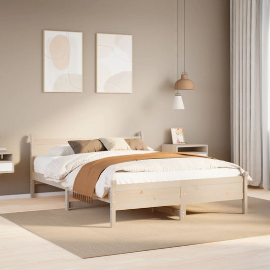 Bed Frame without Mattress Solid Wood Pine Length 200 cm Natural 120 cm