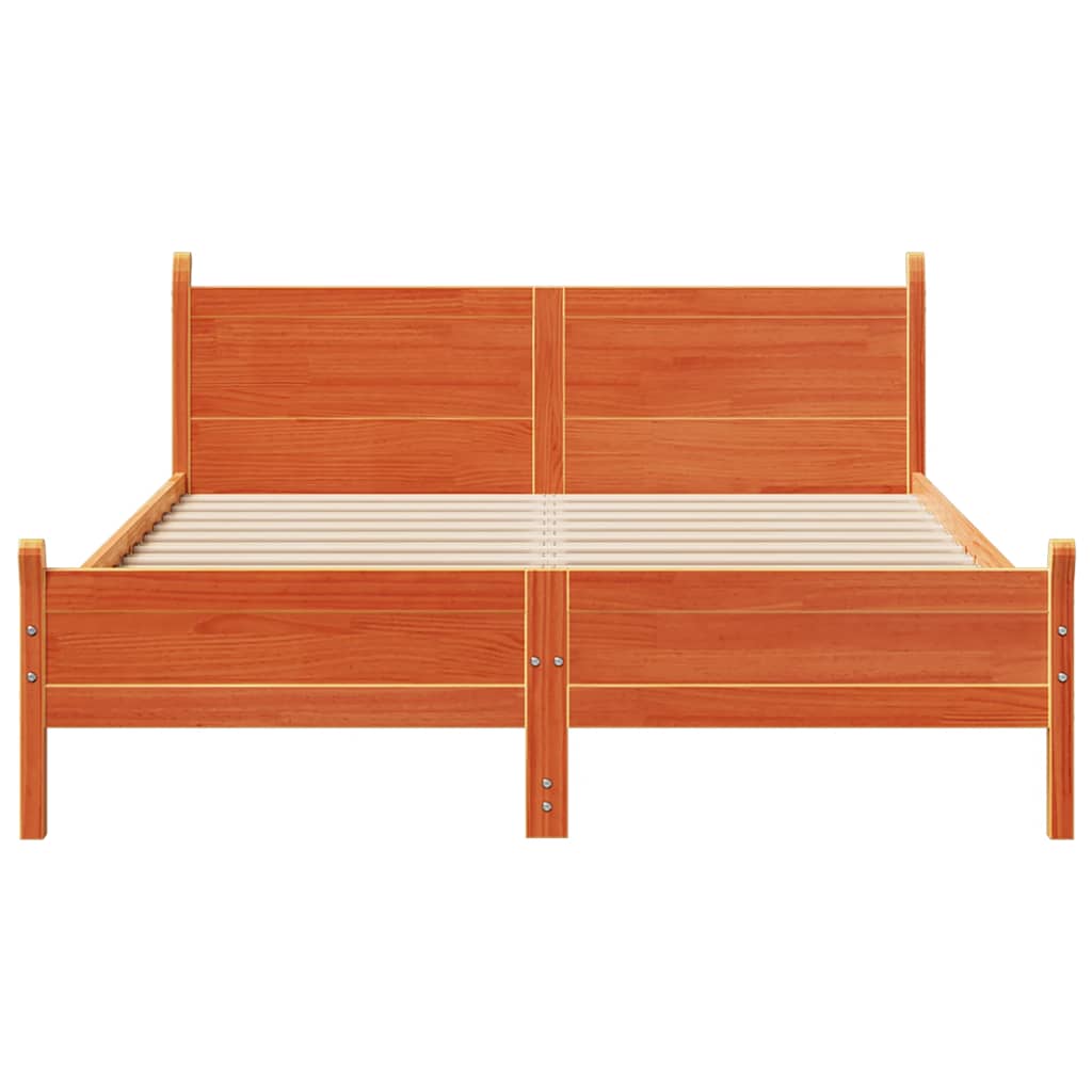 Bed Frame without Mattress Solid Wood Pine Length 200 cm Wax Brown 120 cm