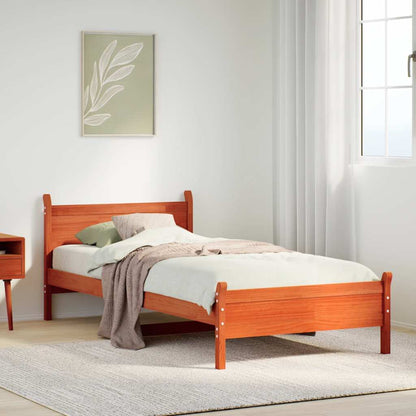 Bed Frame without Mattress Solid Wood Pine Length 200 cm Wax Brown 100 cm