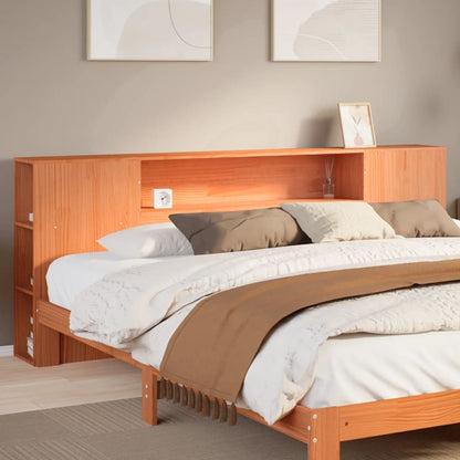 Headboard with Storage Solid Wood Pine Wax Brown 200 cm