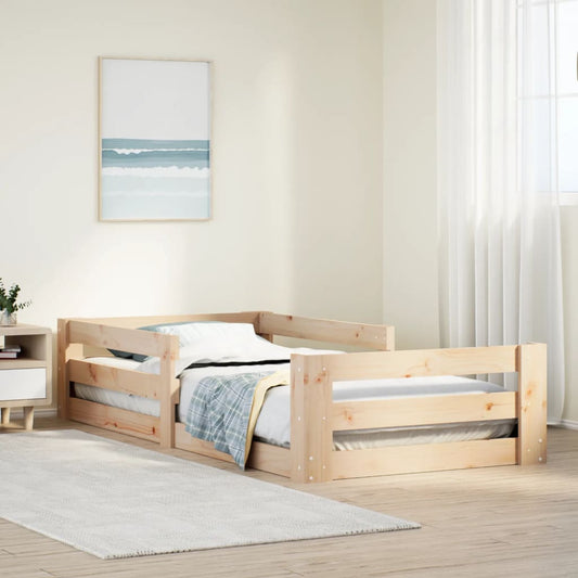 Bed Frame without Mattress Solid Wood Pine Natural 75 cm 190 cm