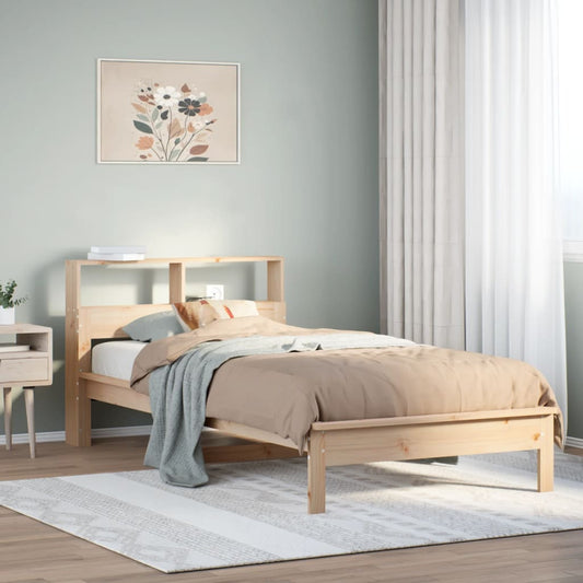 Bed Frame without Mattress Solid Wood Pine Length 190 cm Natural 75 cm