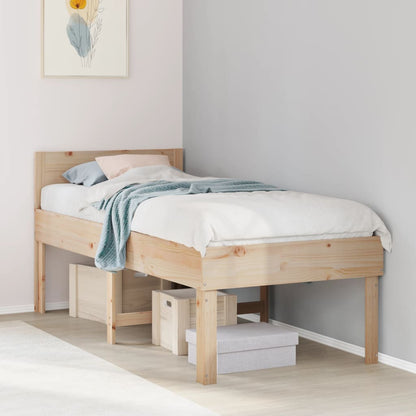 Bed Frame without Mattress Solid Wood Pine Natural 90 cm