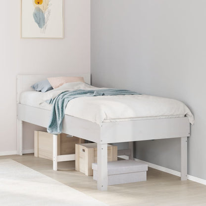 Bed Frame without Mattress Solid Wood Pine White 90 cm