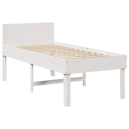 Bed Frame without Mattress Solid Wood Pine White 75 cm